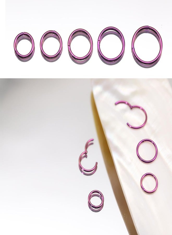 BLISI 5Pcs G23 Titanium Pink Nose Rings 16G/18G/20G Hinged Clicker Segment Nose Rings Hoop Lip Septum rings Tragus Cartilage Sleeper Earrings 6mm-10mm hypoallergenic nose rings for women men - Image 2